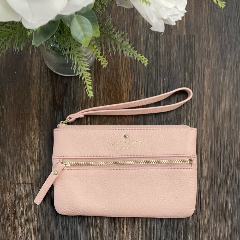 Kate Spade Blush Pink Wristlet with Zipper Details